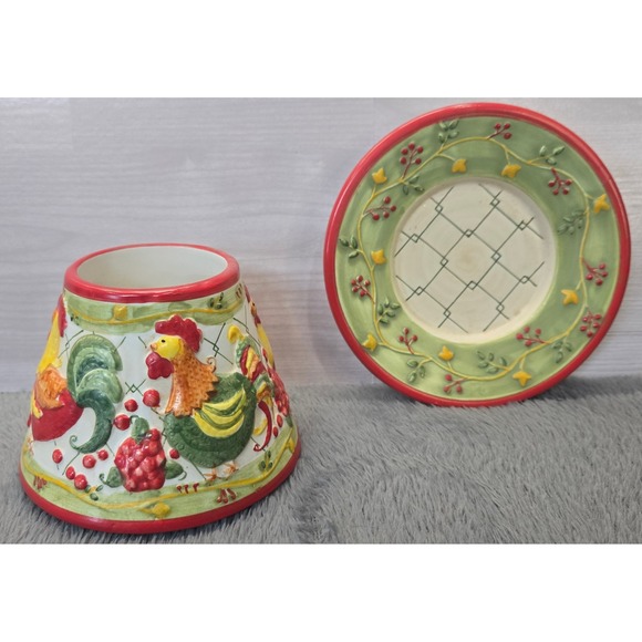 Yankee Candle Other - Yankee Candle Lori Siebert Rooster Shade and Tray Set Ceramic Farmhouse Decor